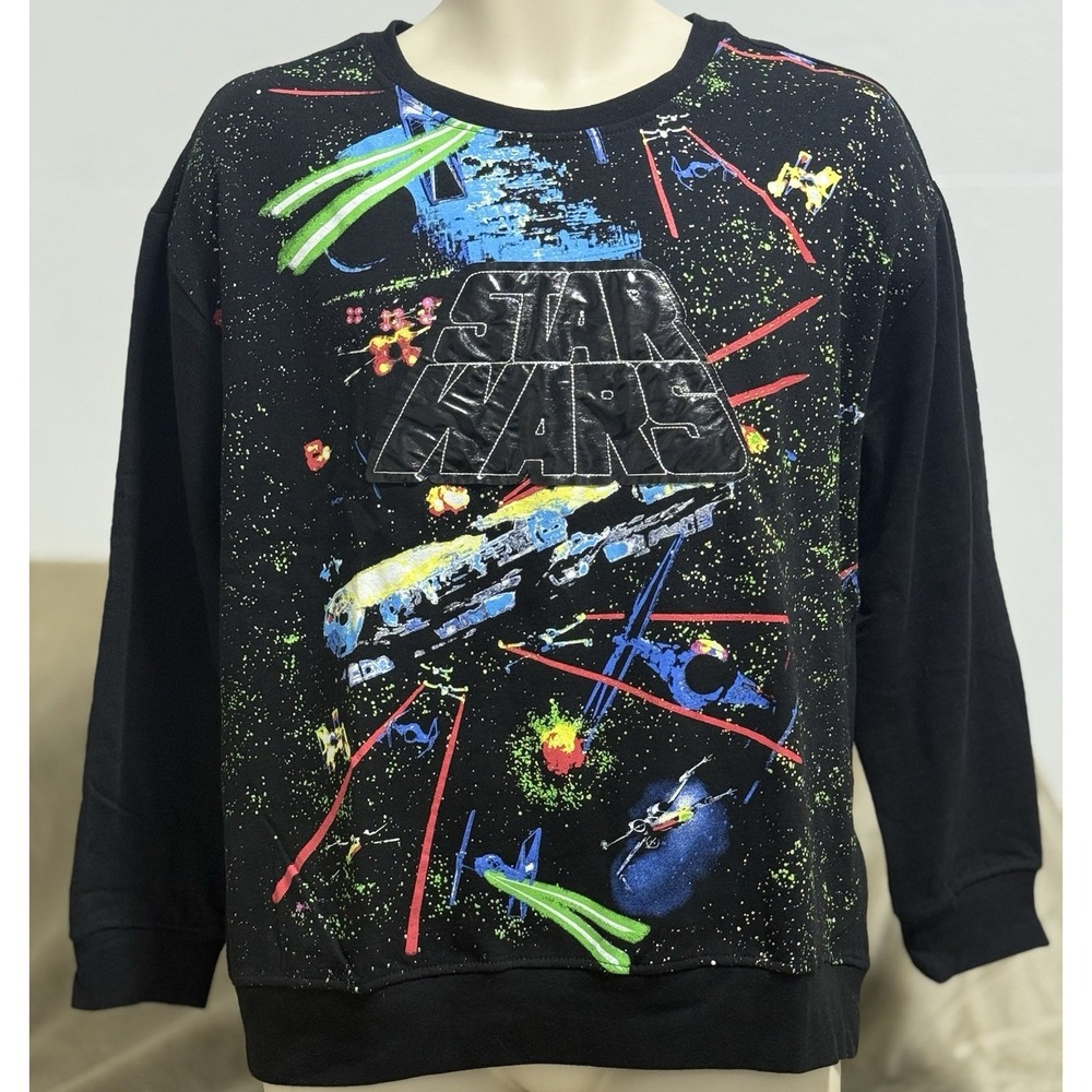 Lucas Film Star Wars Death Star Attack Sweatshirt XXL Paint‎ Splatter Darth Luke
